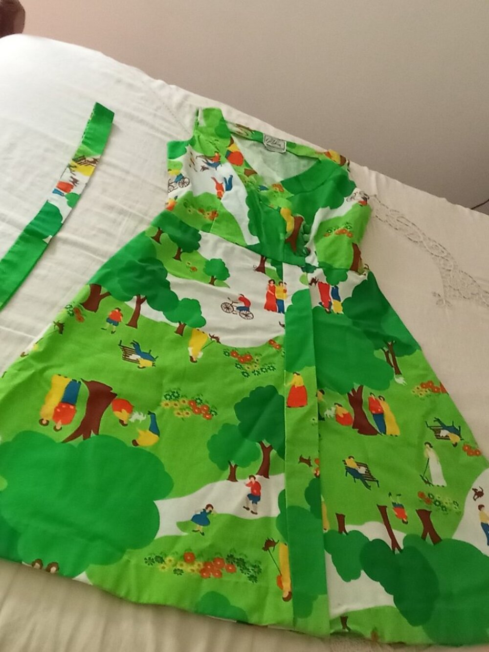 Rare Unworn 1950s/1960s Malia Honolulu Park Novelty Print Dress - Mint NOS - Picture 4 of 13